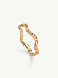 Wave floral ring gold vermeil side