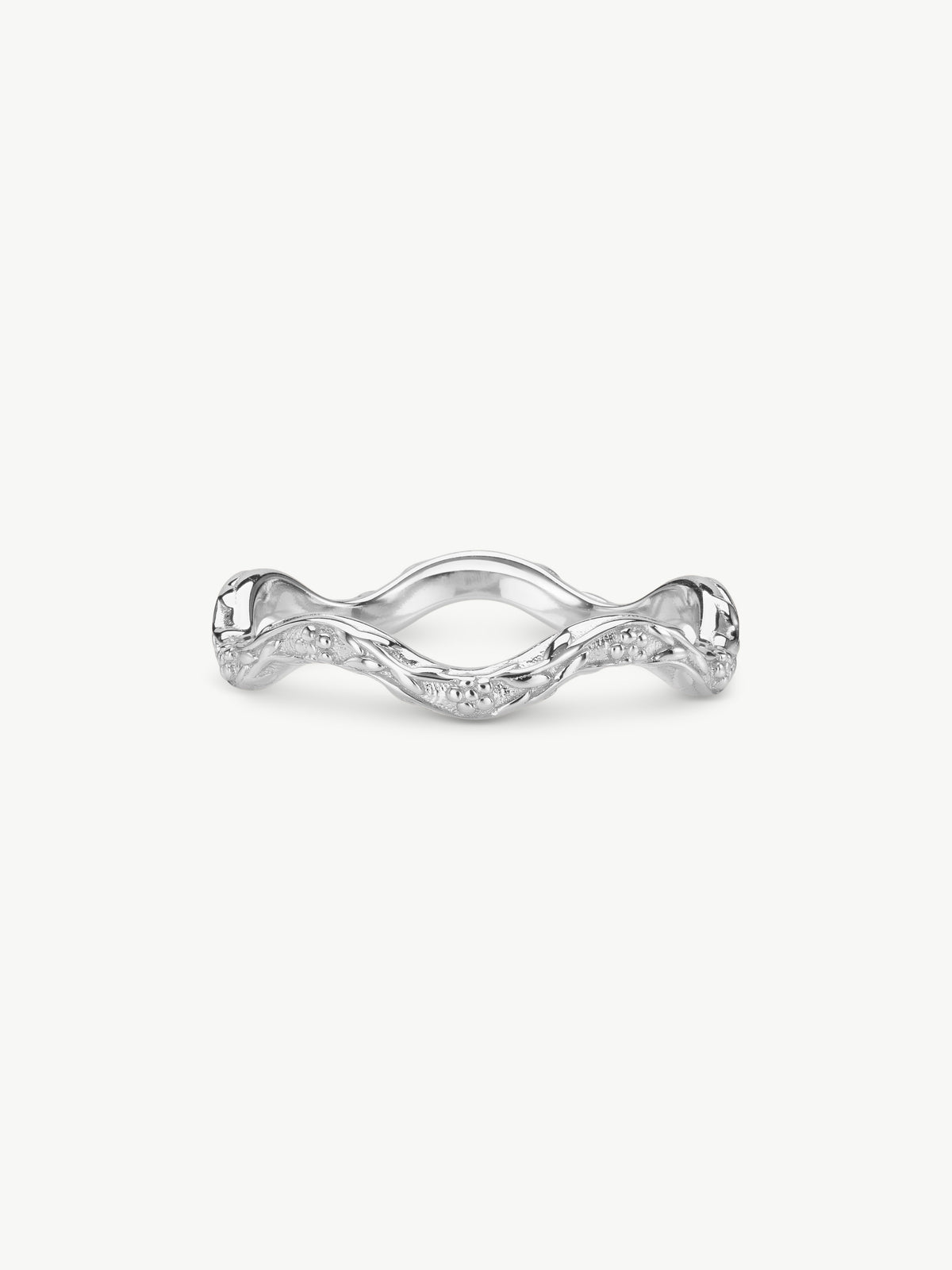 Wave floral ring sterling silver flat
