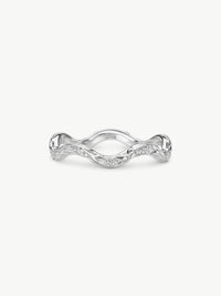 Wave floral ring sterling silver flat