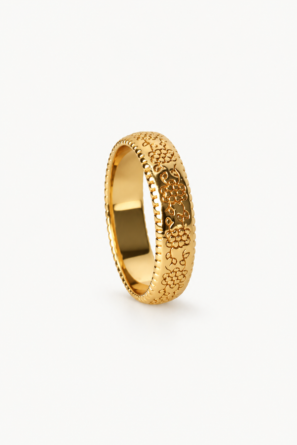Floral Engraved Chunky Ring (One Off Sample)