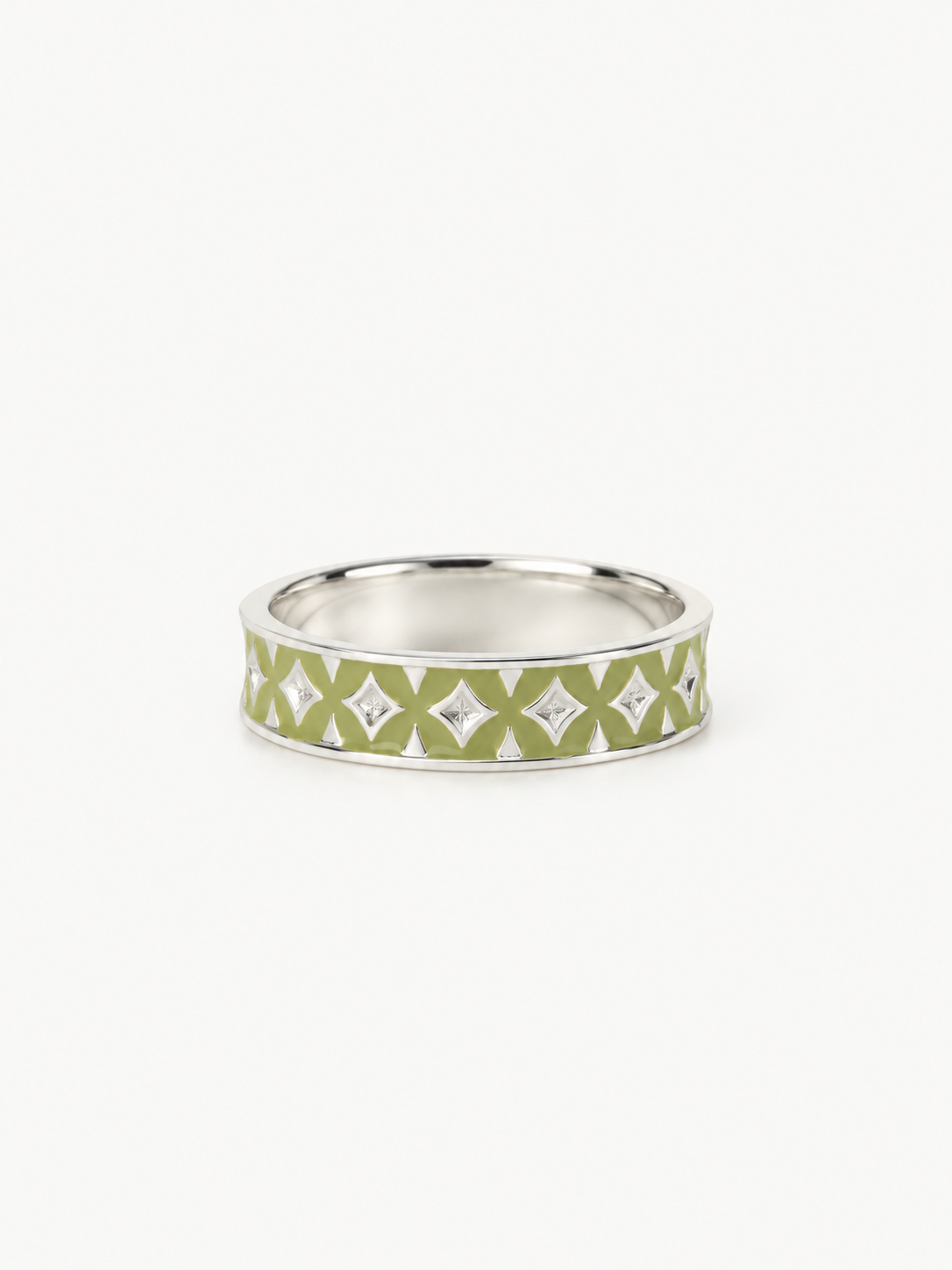 Chunky Green Harlequin Enamel Ring (One Off Sample)