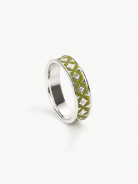 Chunky Green Harlequin Enamel Ring (One Off Sample)