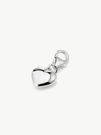 heart charm in silver different angle