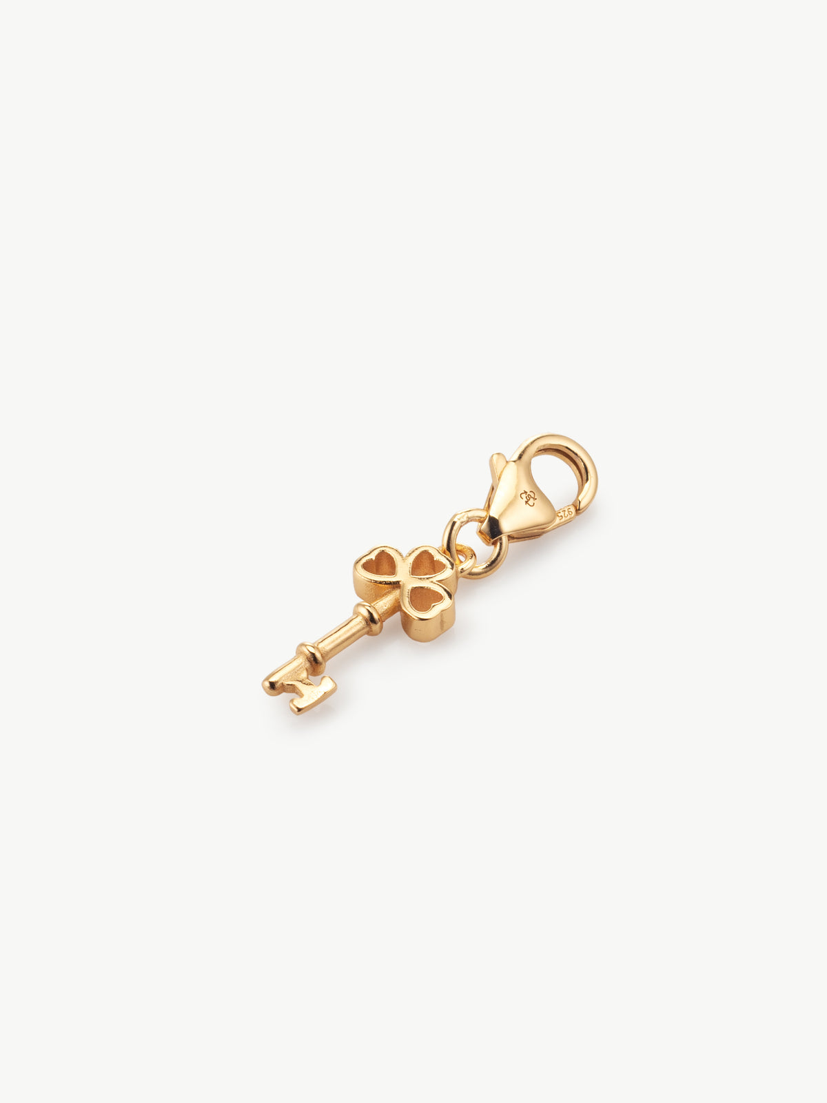 key charm in gold laying flat