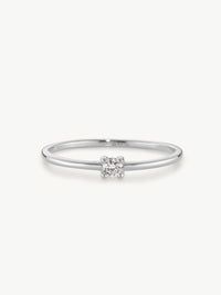 lab grown diamond solitaire ring in sterling silver  different angle from L'ERA jewellery