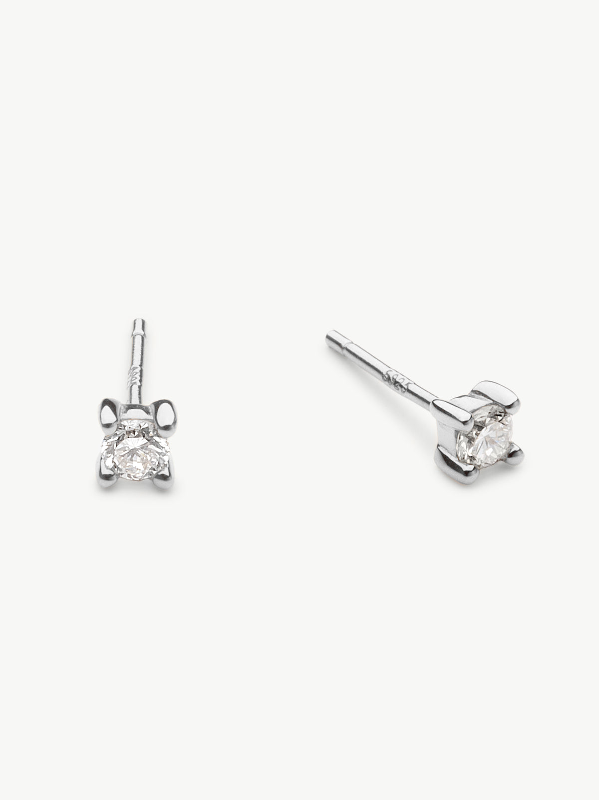 Classic lab grown diamond studs in sterling silver different angle