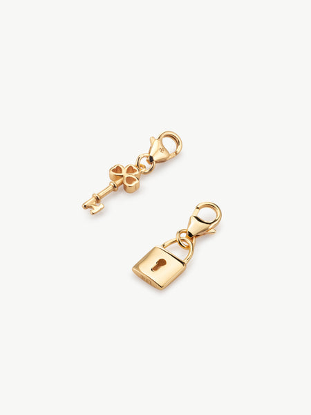 lock and key charm set in 18ct gold vermeil