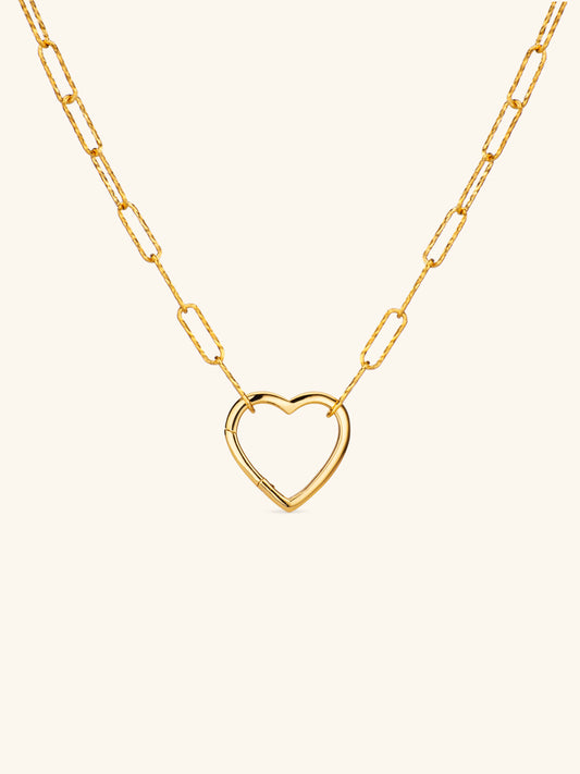 Mini Shimmer Heart Charm Necklace in Gold Vermeil