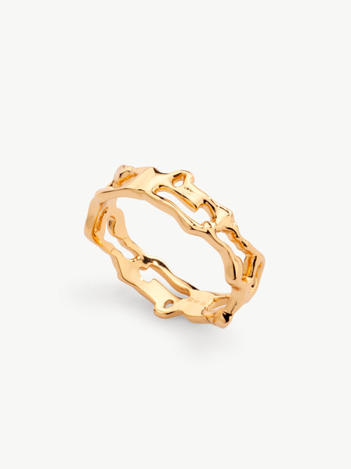 Intricate molten ring in gold vermeil