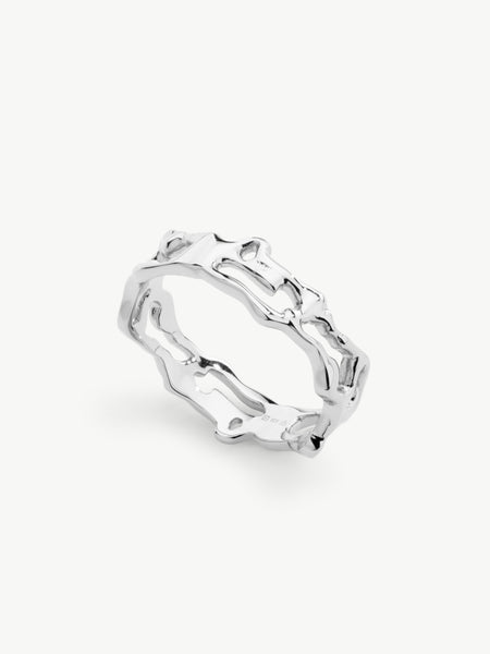 Intricate molten ring in sterling silver