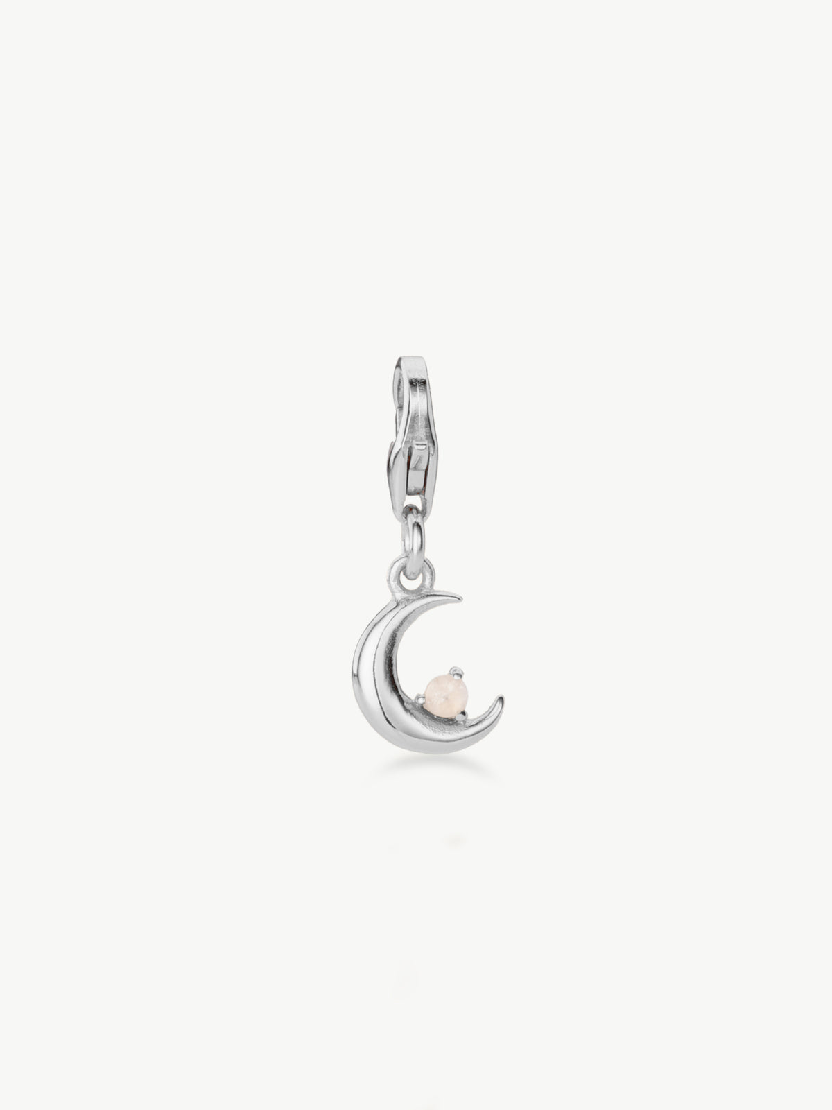 moon charm in silver with moonstone 