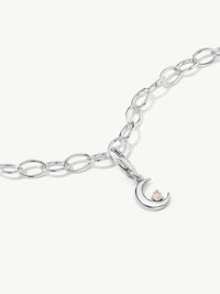 moon charm with moonstone on bracelet in silver 