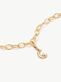 moon charm on bracelet with moonstone