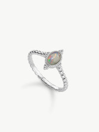 beaded opal ring in sterling silver 3/4 angle