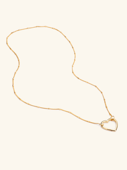 Satellite Heart Charm Necklace 16" in Gold Vermeil