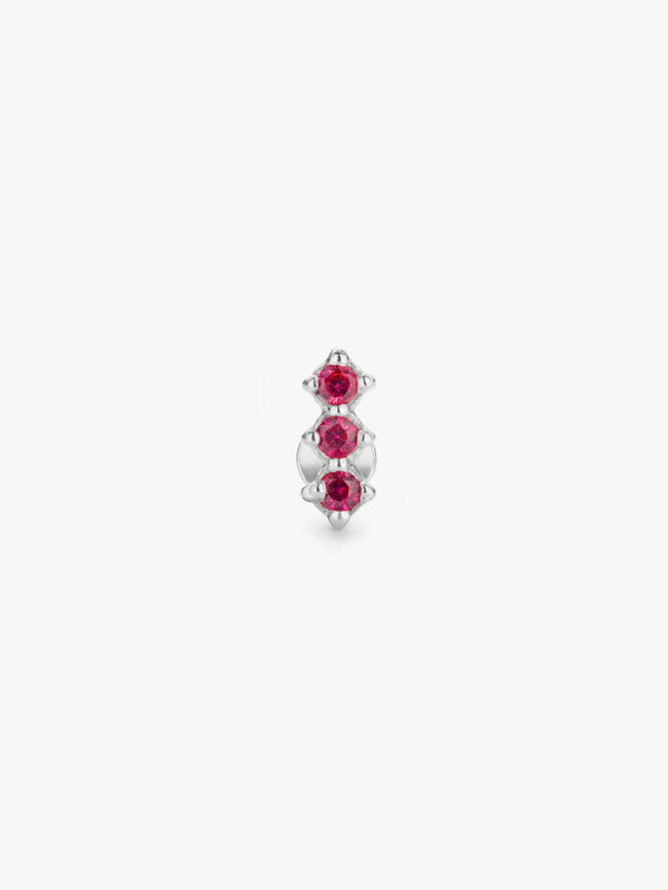 Lab Ruby Helix stud in Sterling Silver
