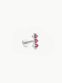 Ruby Helix stud in Sterling Silver