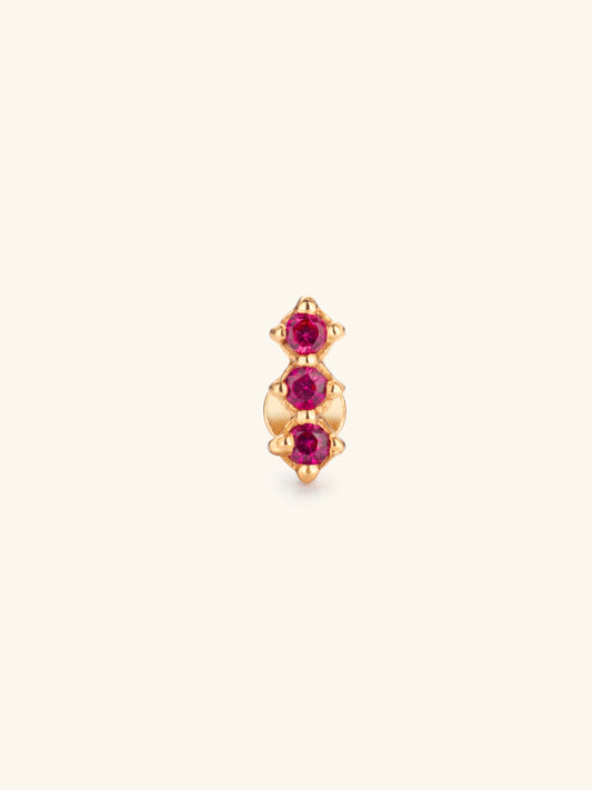 Triple Ruby Helix Stud (Single)