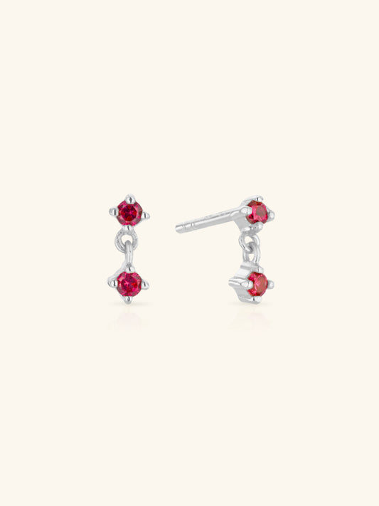 Mini Drop Ruby Stud Earrings Sterling Silver