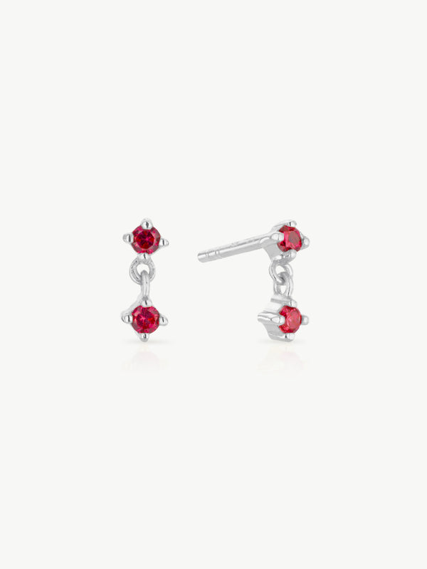 Astra Ruby Stud Earrings in Sterling Silver