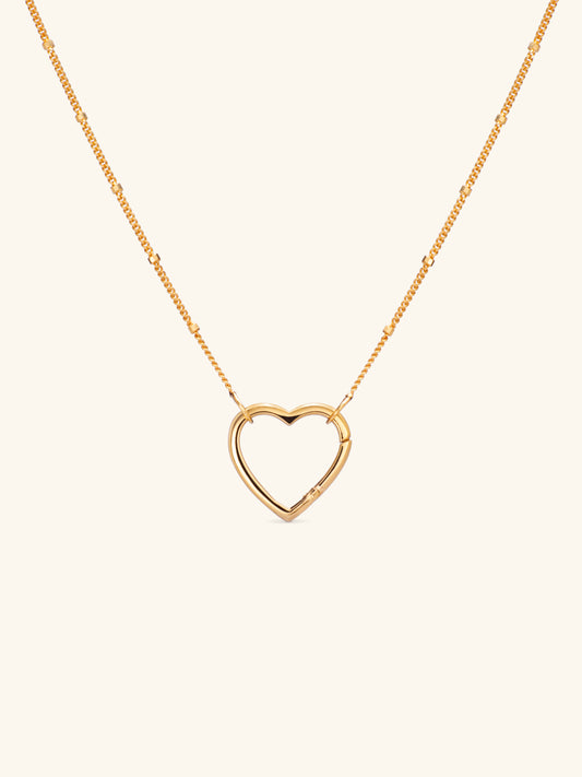 Satellite Heart Charm Necklace 16" in Gold Vermeil