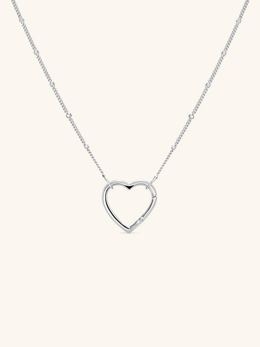 Satellite Heart Charm Necklace 16" in Sterling Silver