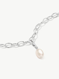 Baroque Pearl bracelet charm in silver on chain