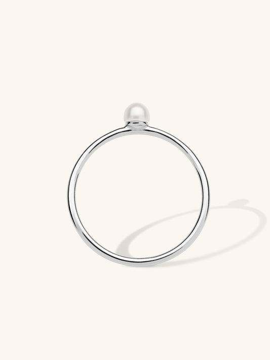 Freshwater pearl stacking ring in sterling silver