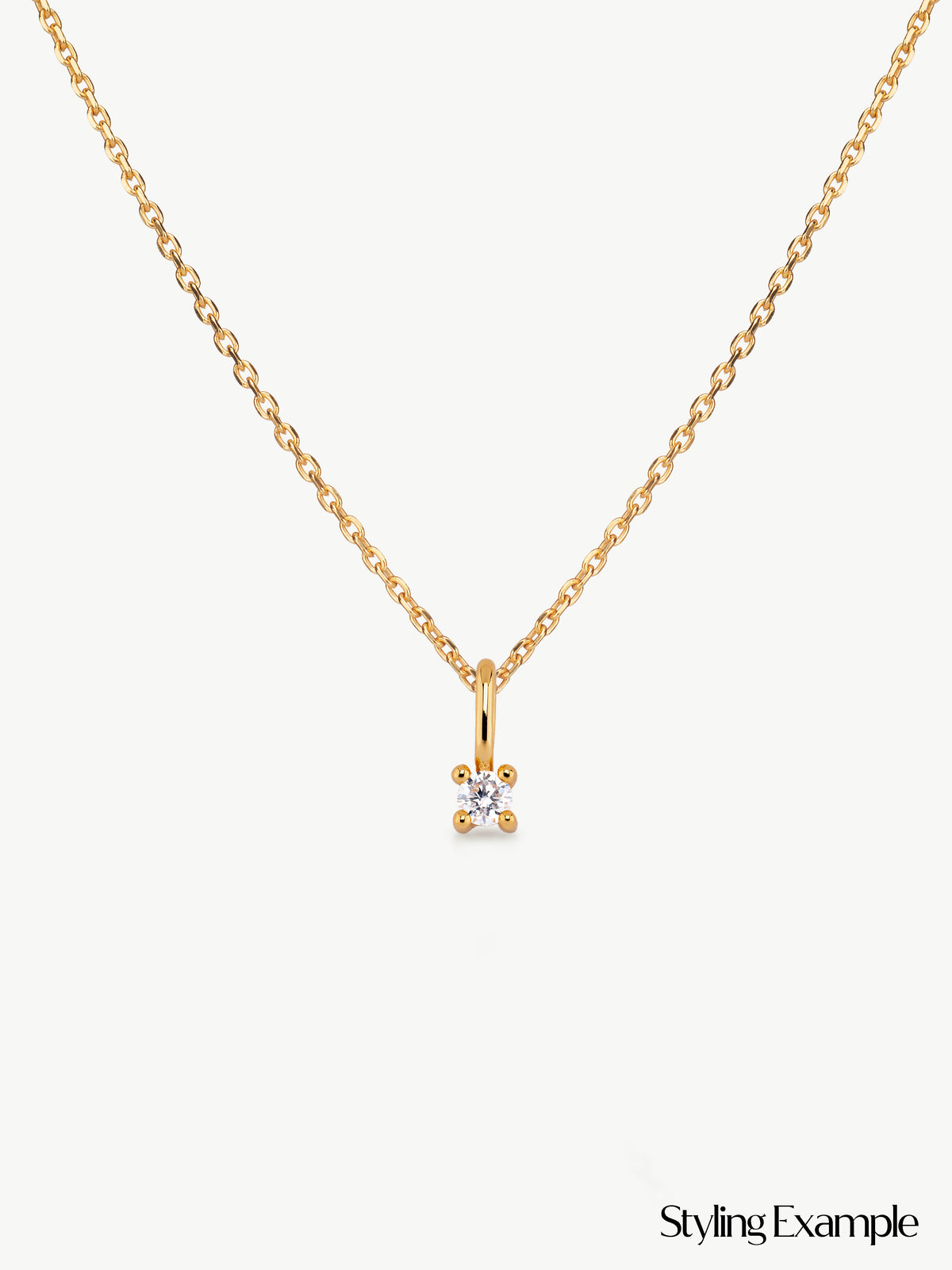 single diamond pendant on chain in gold vermeil