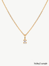 single diamond pendant on chain in gold vermeil